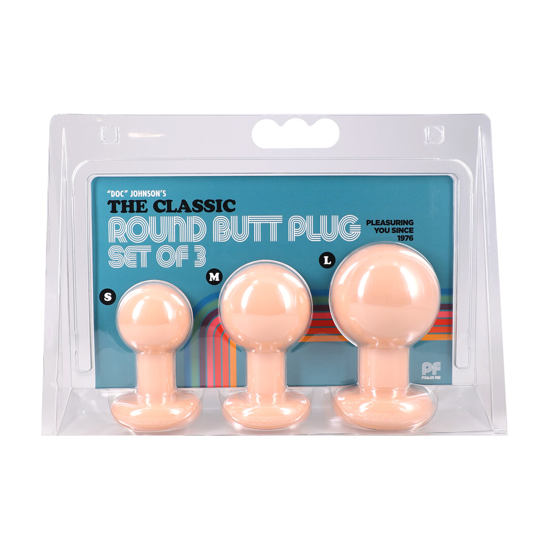 The Classic - Round Butt Plug - 3 Piece Set - Cream - Image 2