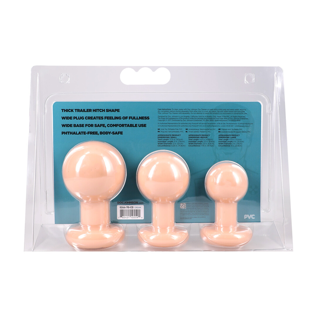 The Classic - Round Butt Plug - 3 Piece Set - Cream - Image 3