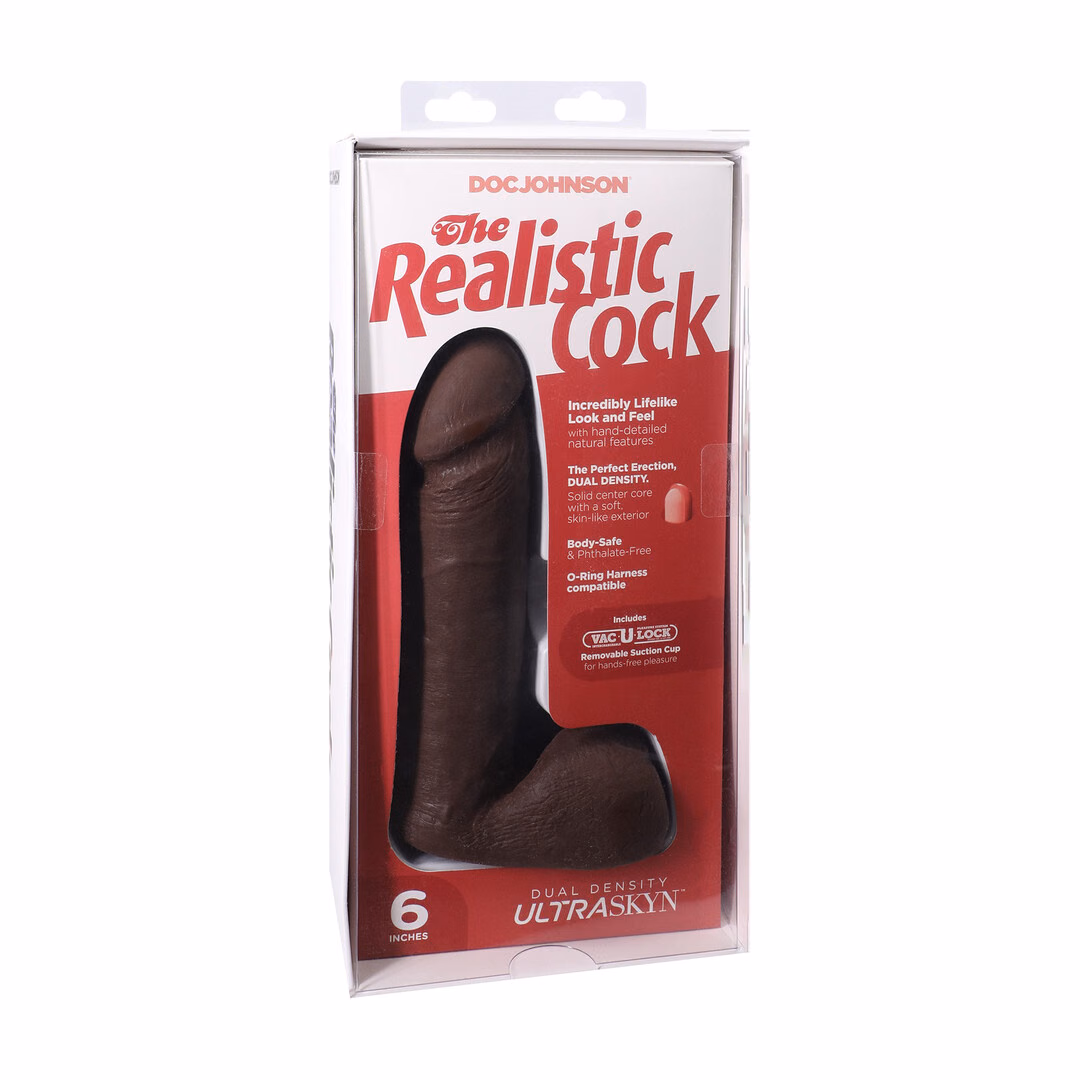 Realistic Cock with Balls - Removable Vac-U-Lock Suction Cup - ULTRASKYN - 6 / 16,5 cm - Chocolate - 2