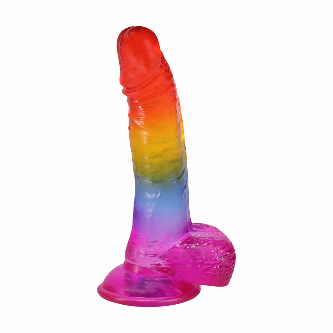 Realistic Cock with Balls - 8.5 / 21,6 cm - Rainbow