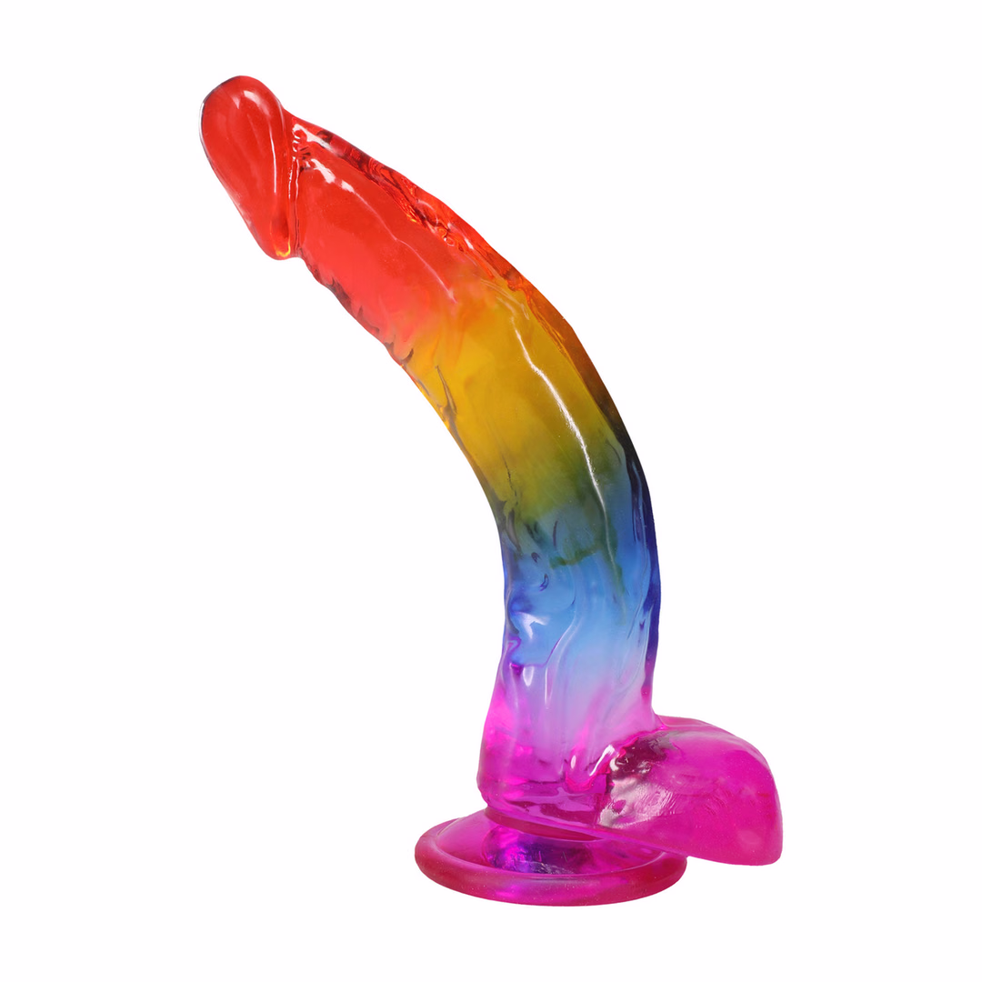 Realistic Cock with Balls - 9.5 / 24,1 cm - Rainbow