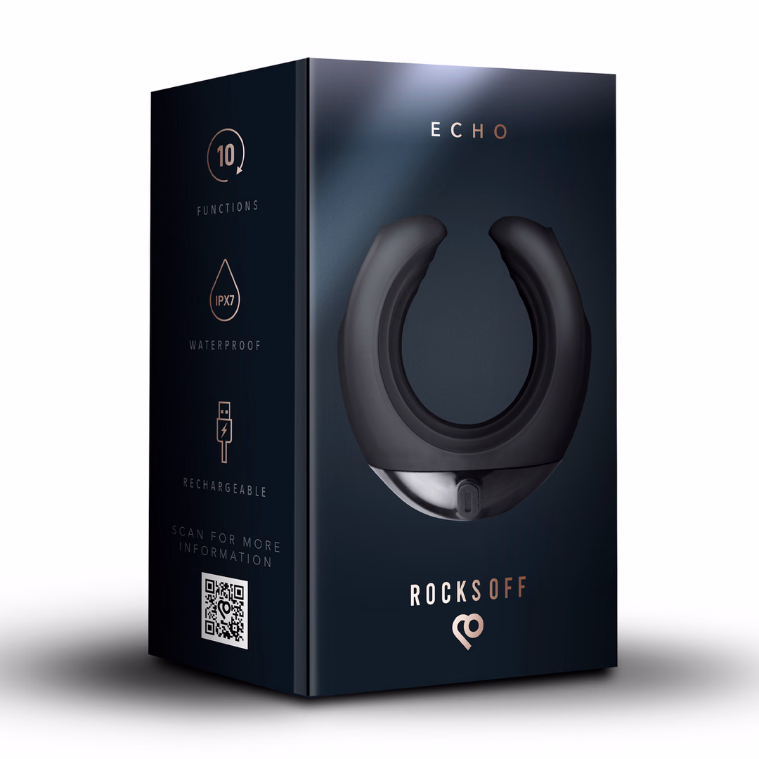 Echo – Vibrating C-Shape Masturbator – Black – 2 Echo - Vibrating C-Shape Masturbator - Black - 2