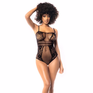 Fishnet Bodysuit - One Size - Black