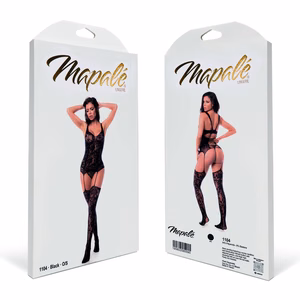 Fishnet Stocking with Necklines and Straps - One Size - Black - 2