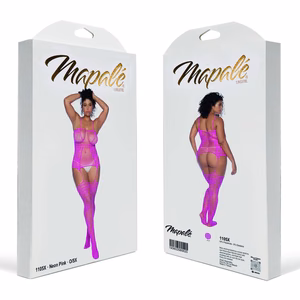 Fishnet Bodystocking with Necklines and Straps – Queen Size – Pink – 2 Fishnet Bodystocking with Necklines and Straps - Queen Size - Pink - 2