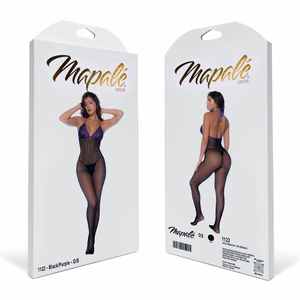 Fishnet and Lace Bodystocking Set – One Size – Black/Purple – 2 Fishnet and Lace Bodystocking Set - One Size - Black/Purple - 2
