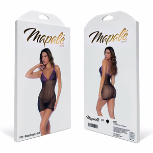Fishnet and Lace Dress Stocking – One Size – Black/Purple – 2 Fishnet and Lace Dress Stocking - One Size - Black/Purple - 2