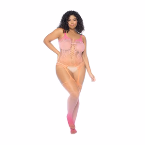 Floral Ombre Bodystocking - Queen Size - Sunset
