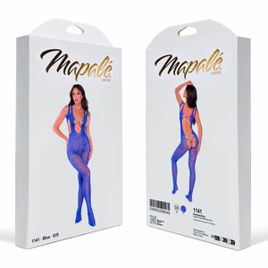 Leopard Fishnet Bodystocking - One Size - Blue - 2