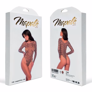 Leopard Print Mesh Long Sleeve Bodysuit - One Size - Leopard - 2