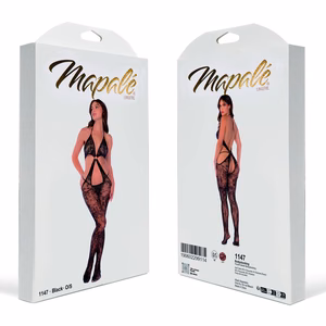 Floral Fishnet Bodystocking - One Size - Black - 2