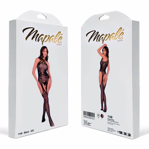 Rose Fishnet Bodystocking - One Size - Black - 2