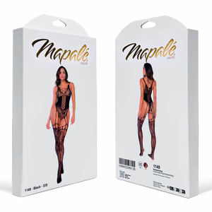 Floral Cincher Fishnet Bodystocking - One Size - Black - 2