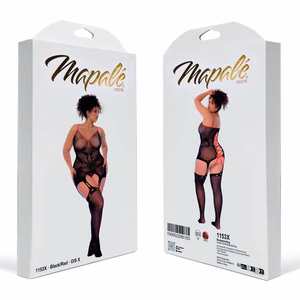 Snake Fishnet Bodystocking - Queen Size - Black/Red - 2