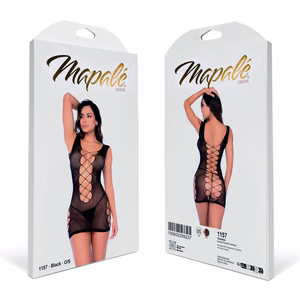 Cutout Fishnet Chemise - One Size - Black - 2