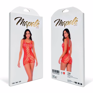 Cut Out Fishnet Romper - One Size - Red - 2