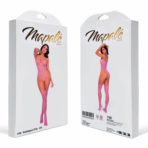 Heart Fishnet Bodystocking with Heart Detail - One Size - Bubbelgum Pink - 2