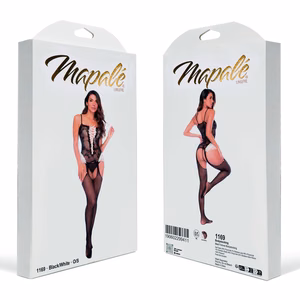 Maid Fishnet Bodystocking - One Size - Black/White - 2