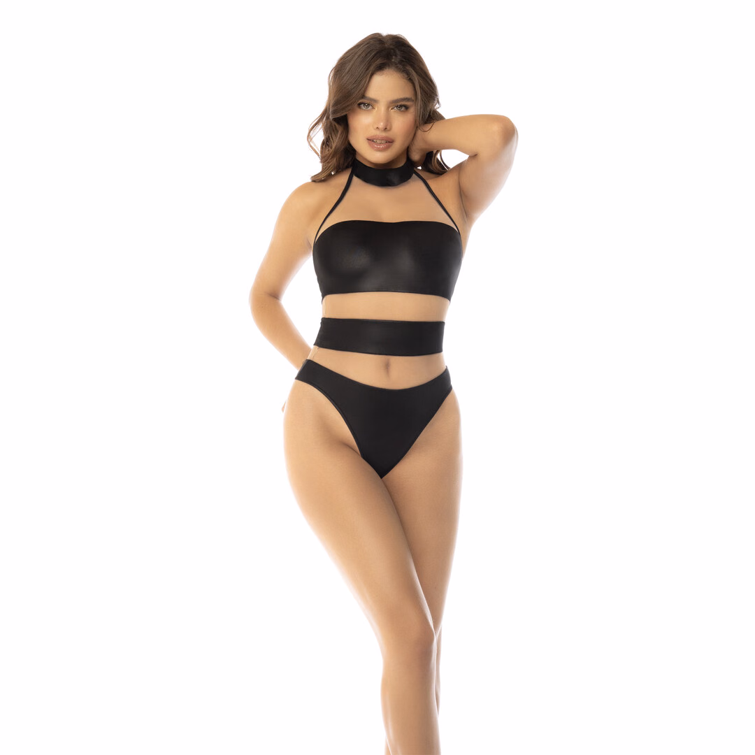 Halter Bodysuit - M - Nude/Black - 4