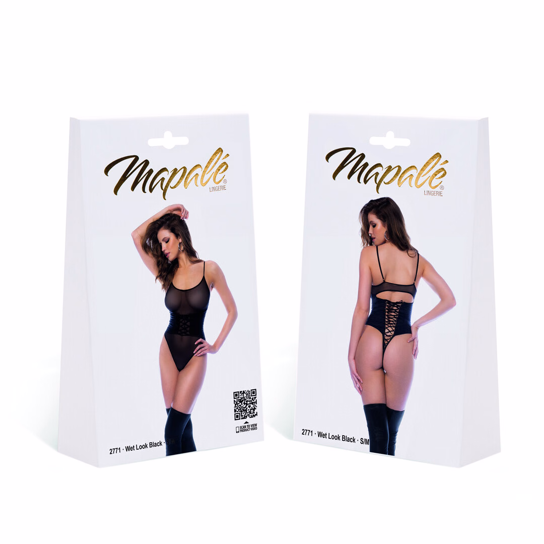 Rock Star - Cincher Bodysuit - S/M - Wet Look Black - 2