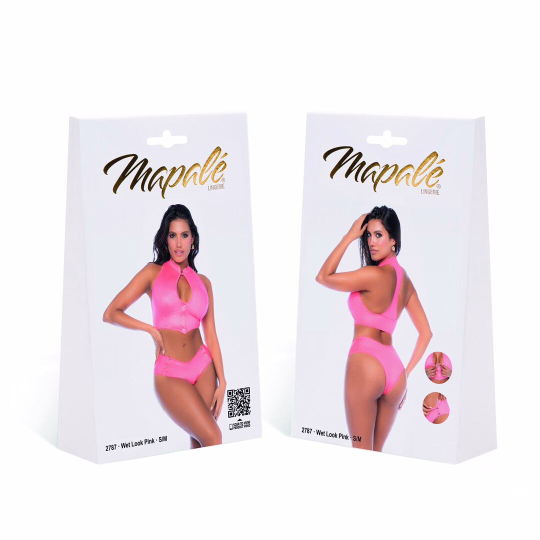 Two Piece Set - S/M - Wet Look Pink - 2