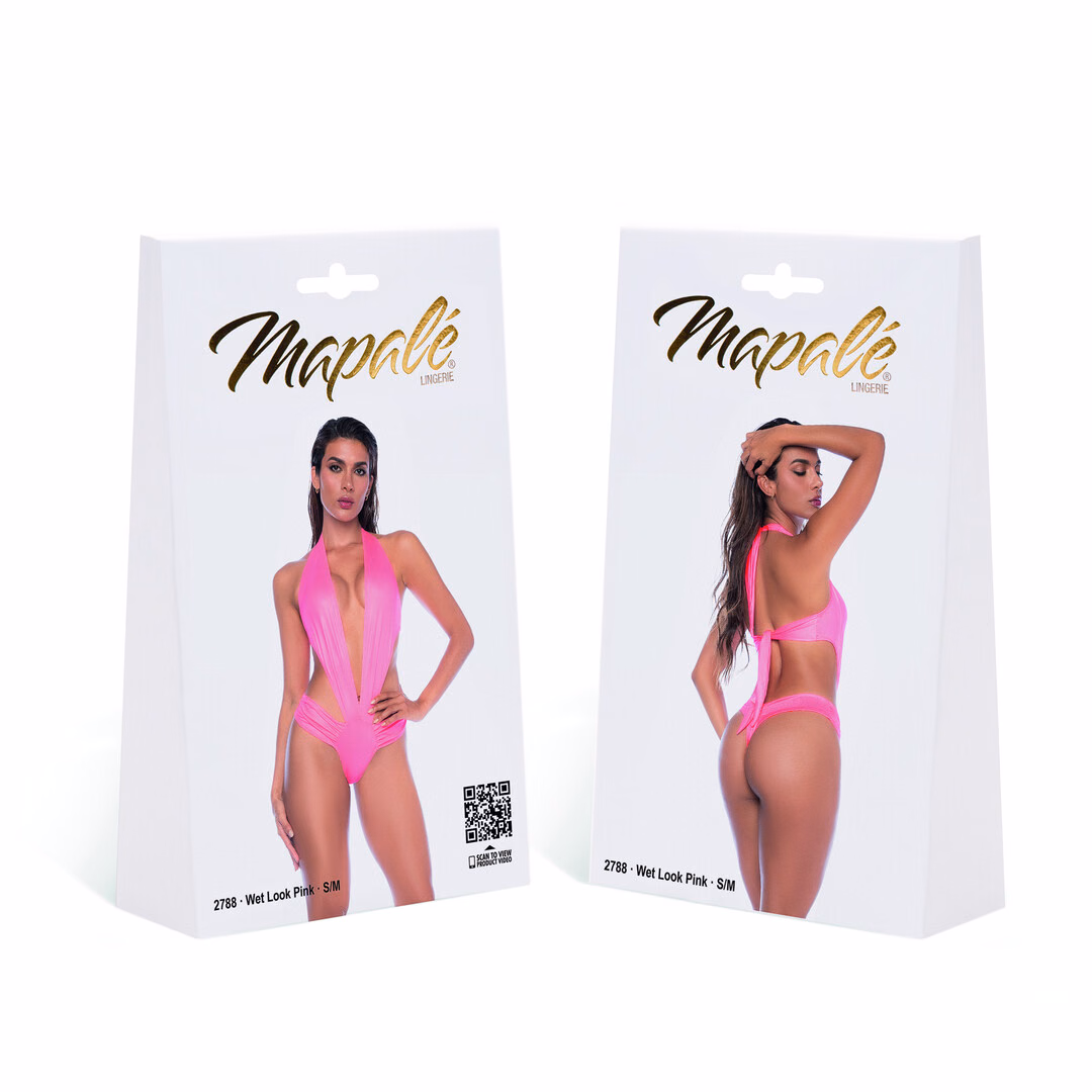 Bodysuit - S/M - Wet Look Pink - 2