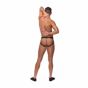 Cock Ring Jock with Black Cockring - S/M - Burgundy - 2