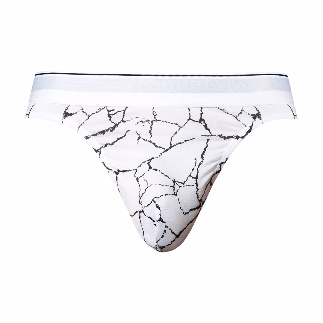 Thong - S/M - White Marble - 3