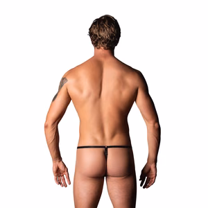 Adjustable G-String with Black Cockring - One Size - Multicolor Animal - 2