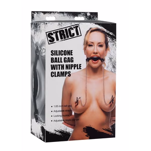 Silicone Ball Gag with Nipple Clamps - 2