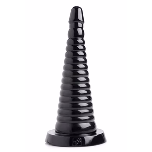 Giant Ribbed Anal Cone - Black