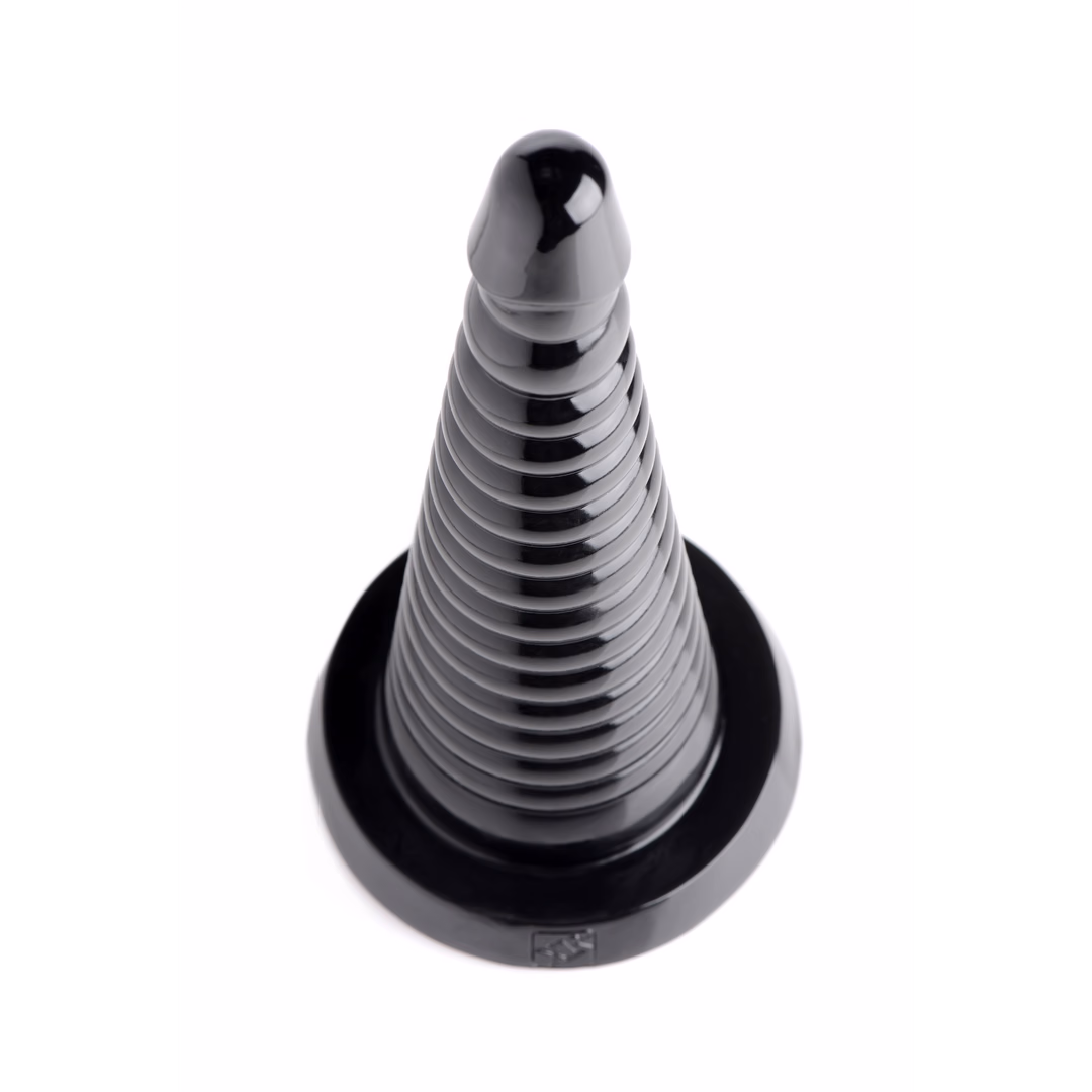 Giant Ribbed Anal Cone - Black - 2