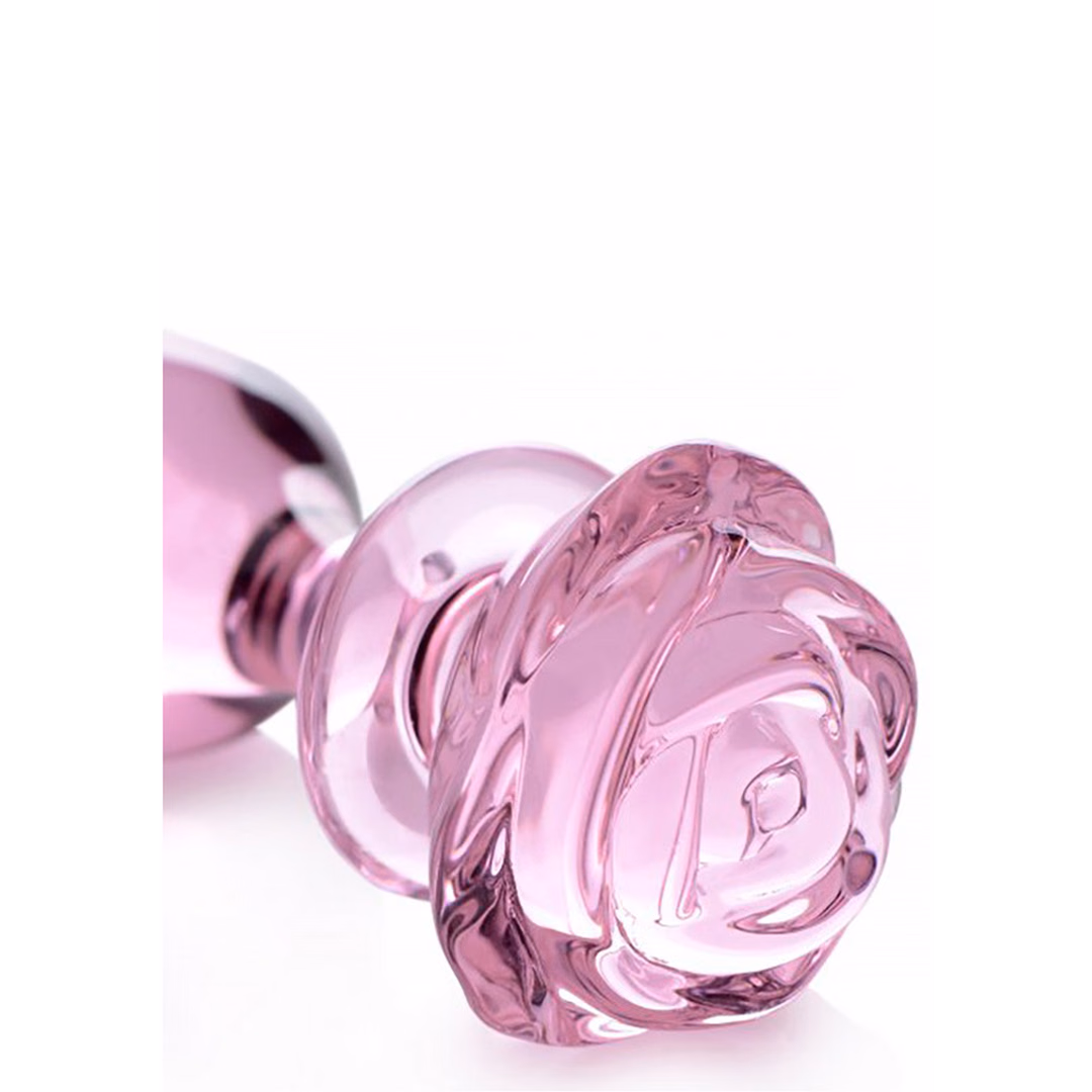 Pink Rose - Glass Butt Plug - Large - 5