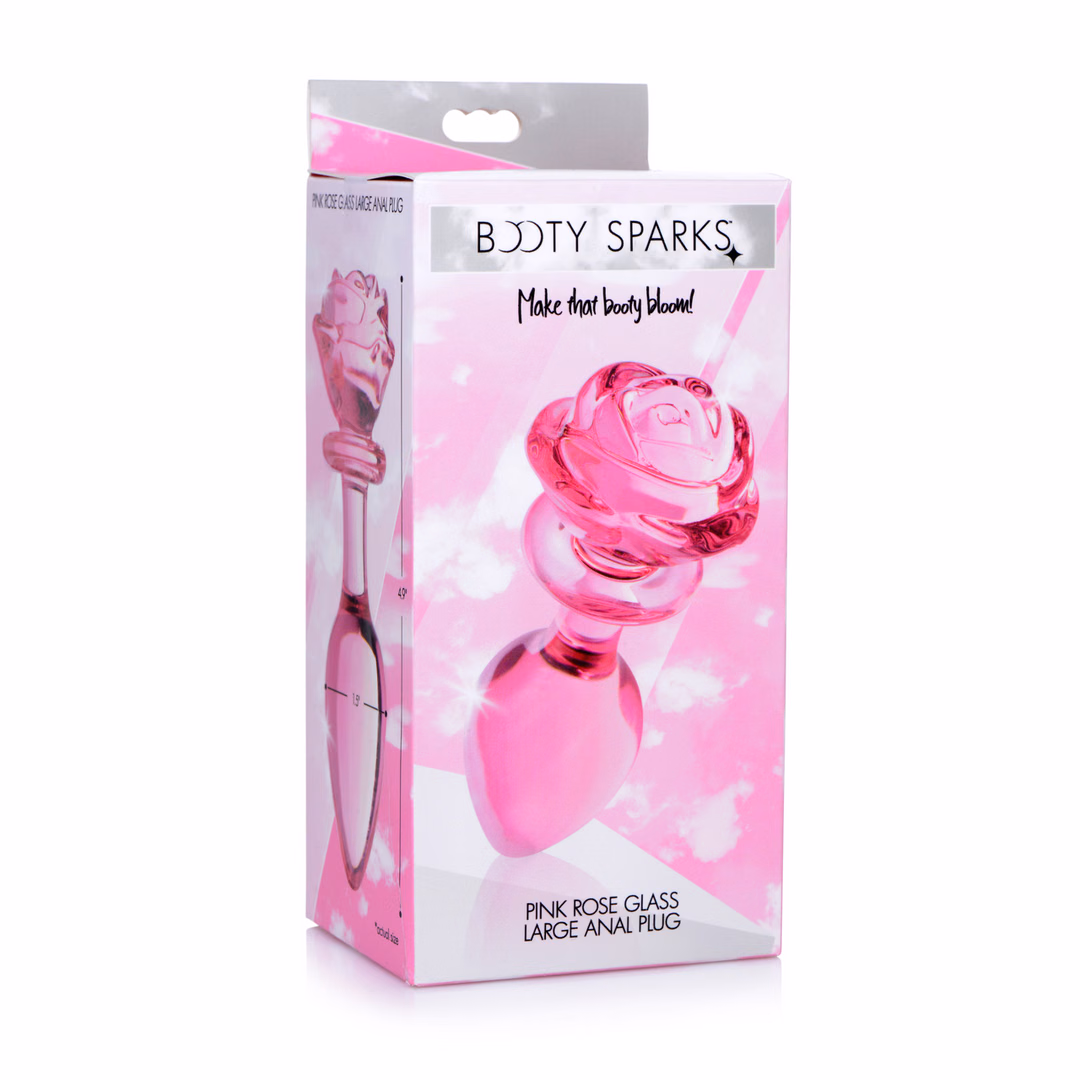 Pink Rose – Glass Butt Plug – Large – 2 Pink Rose - Glass Butt Plug - Large - 2