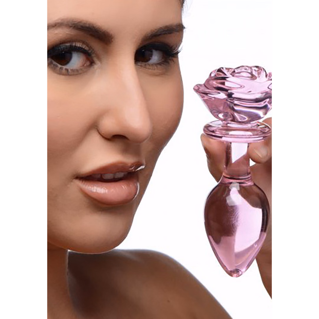 Pink Rose - Glass Butt Plug - Large - 4