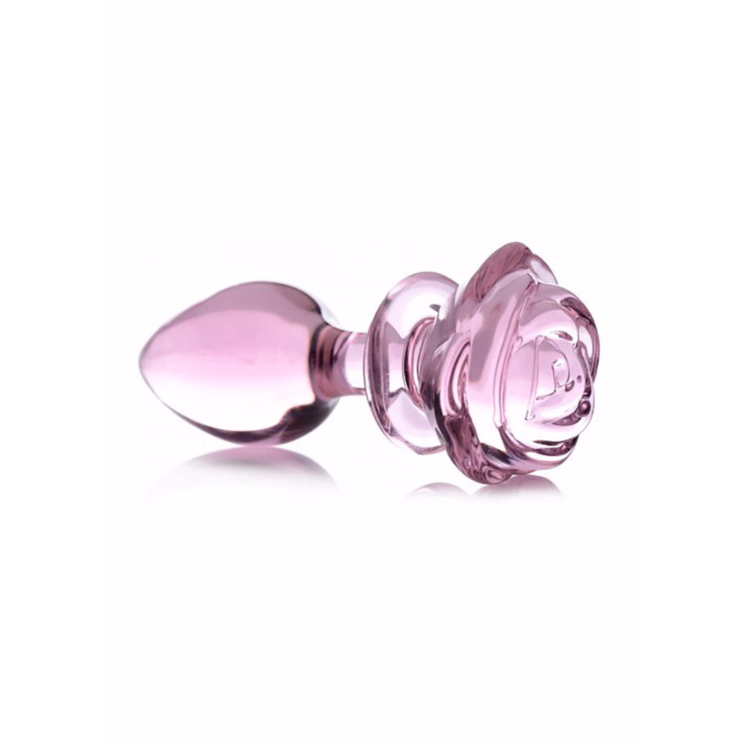 Pink Rose - Glass Butt Plug - Large