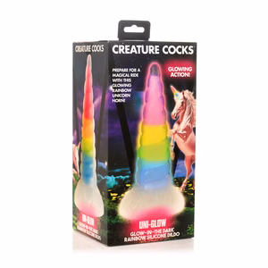 UniGlow - Glow-in-the-Dark Rainbow Silicone Dildo - 2