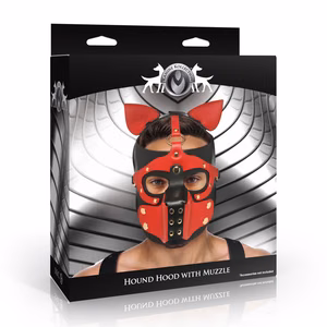 Hound Hood with Muzzle – Black/Red – 2 Hound Hood with Muzzle - Black/Red - 2
