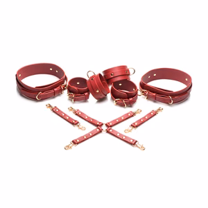 Crimson Captive - Thigh Wrist and Ankle Hog Tie Restraints - Red