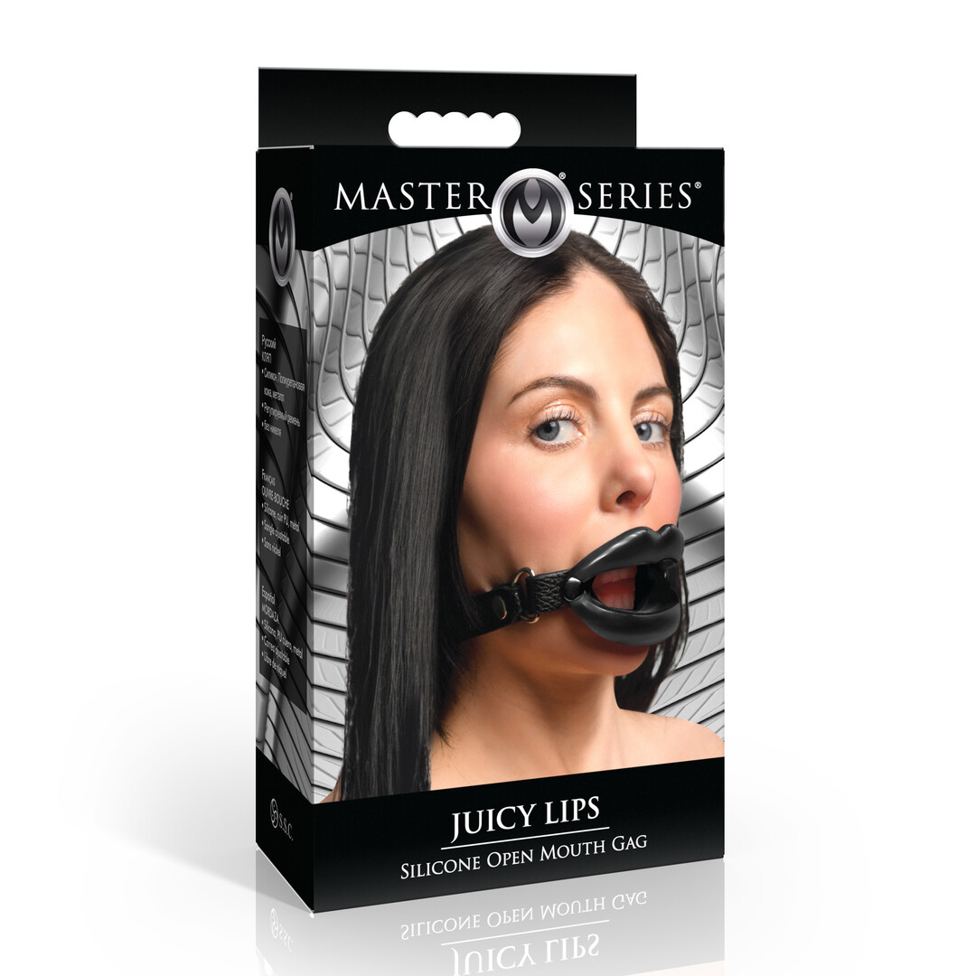 Juicy Lips - Silicone Open Mouth Gag - Black - Image 2