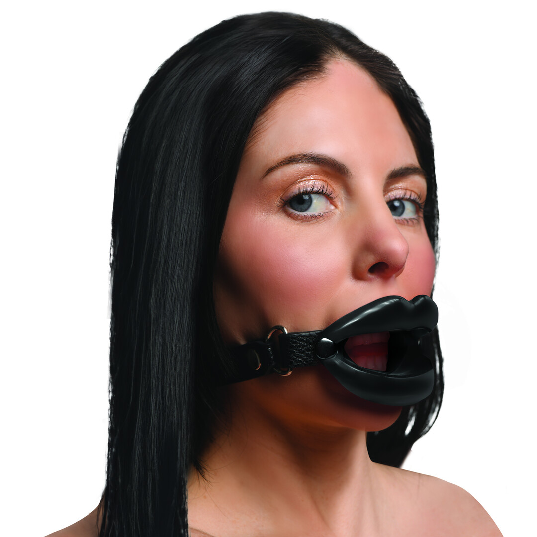 Juicy Lips - Silicone Open Mouth Gag - Black - Image 4