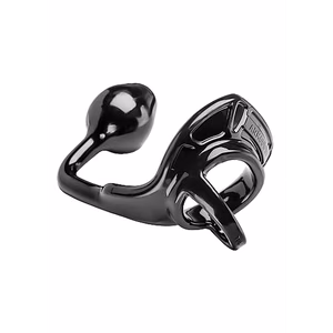 Armor Tug Lock - Cockring with Ball Strap and Butt Plug - Medium