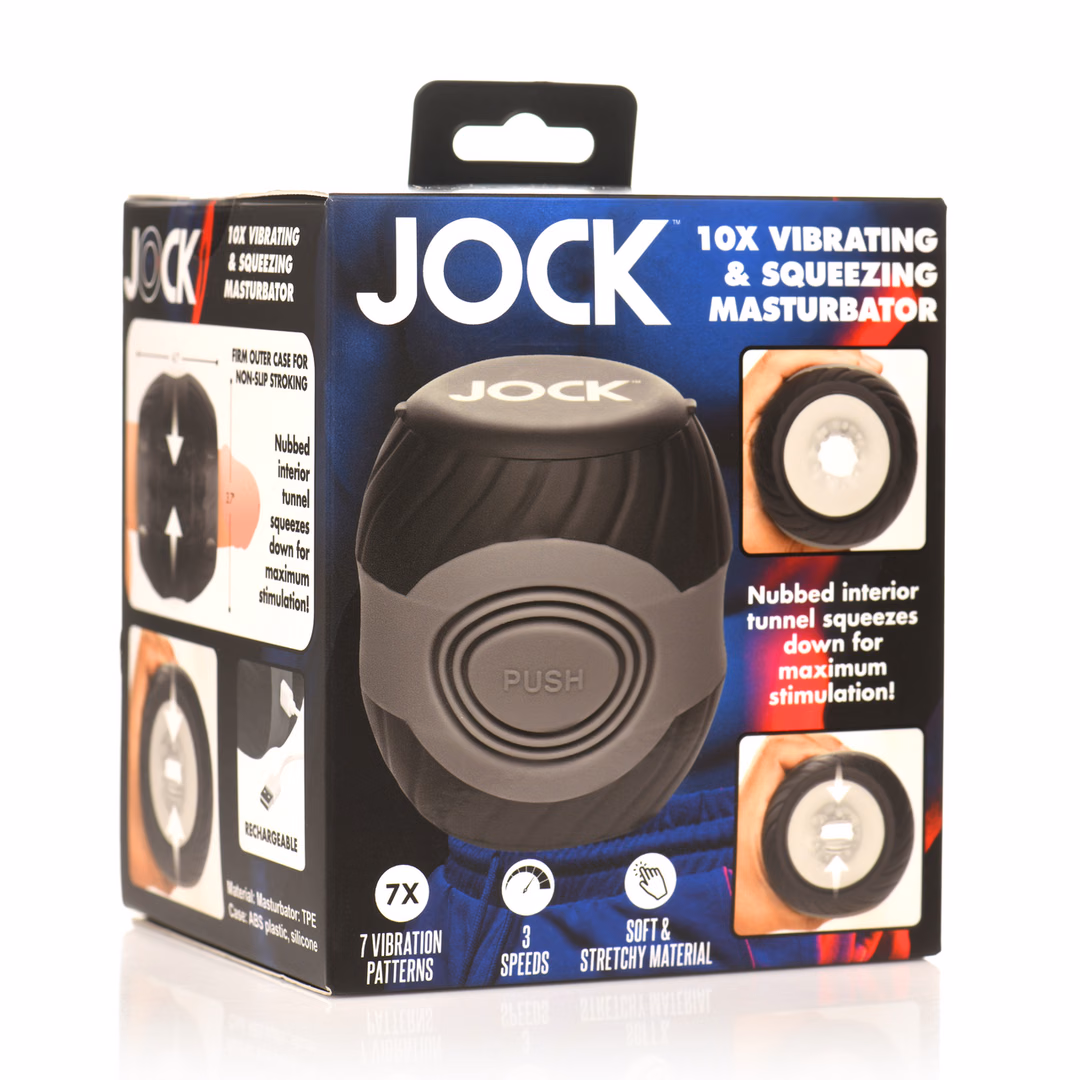 Vibrating and Squeezing Masturbator - 10X - Black - 2