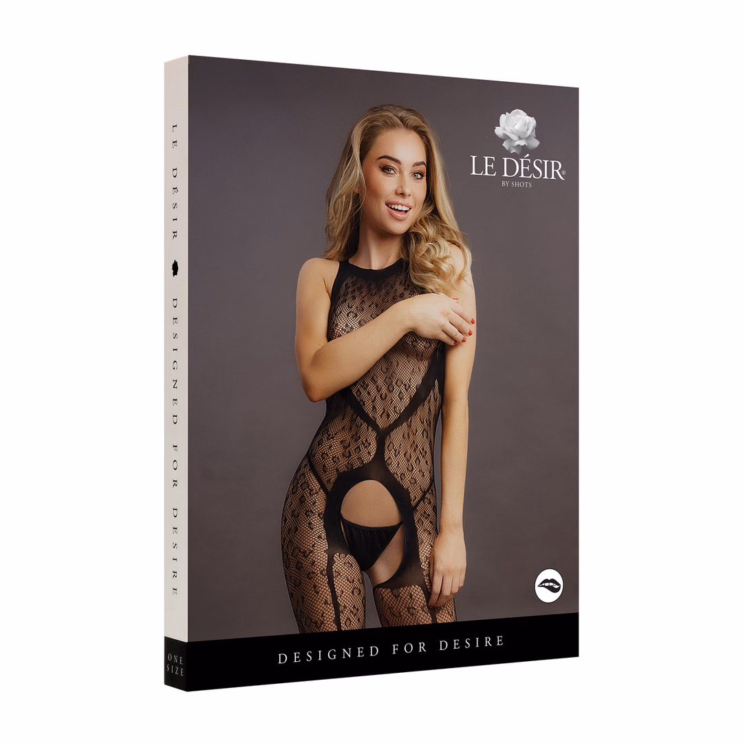 Crotchless Leopard Bodystocking – One Size – Black – 2 Crotchless Leopard Bodystocking - One Size - Black - 2