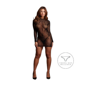 Roxy - Sexy Leopard Mesh Cheeky Dress - One Size - Black