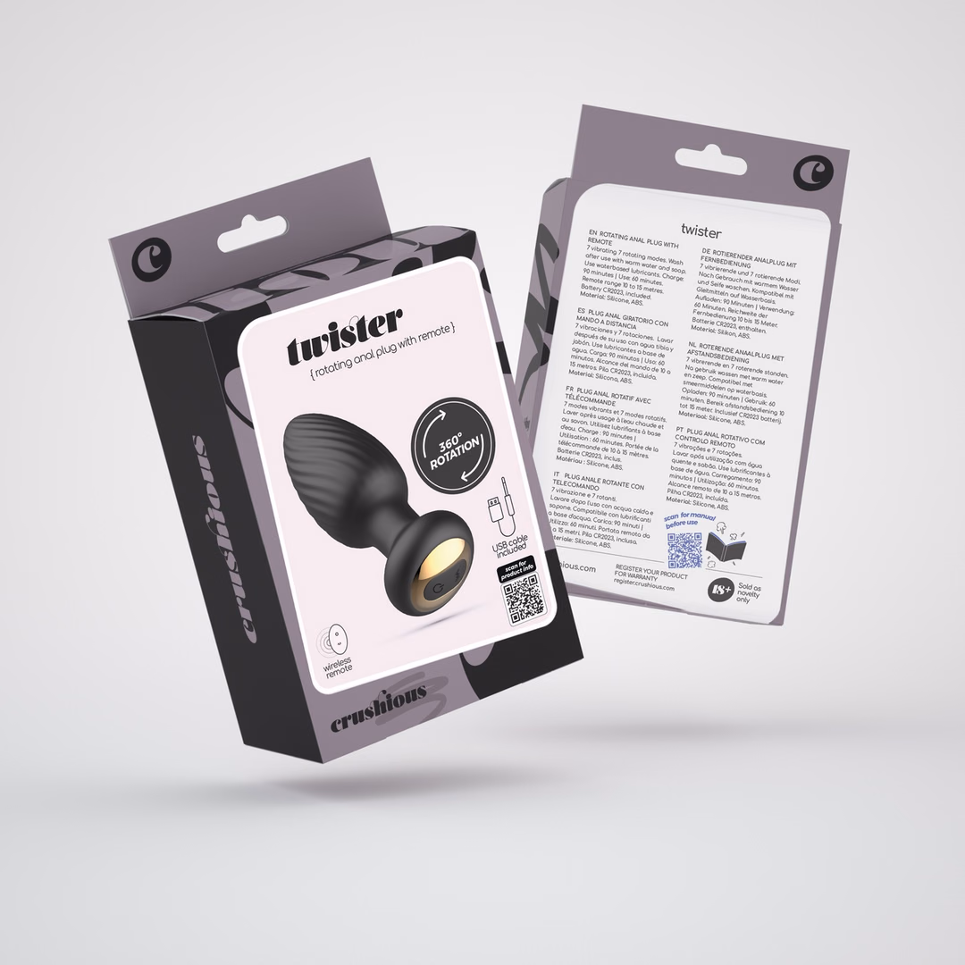 Twister - Rotating Anal Plug with Remote Control - Black - 2