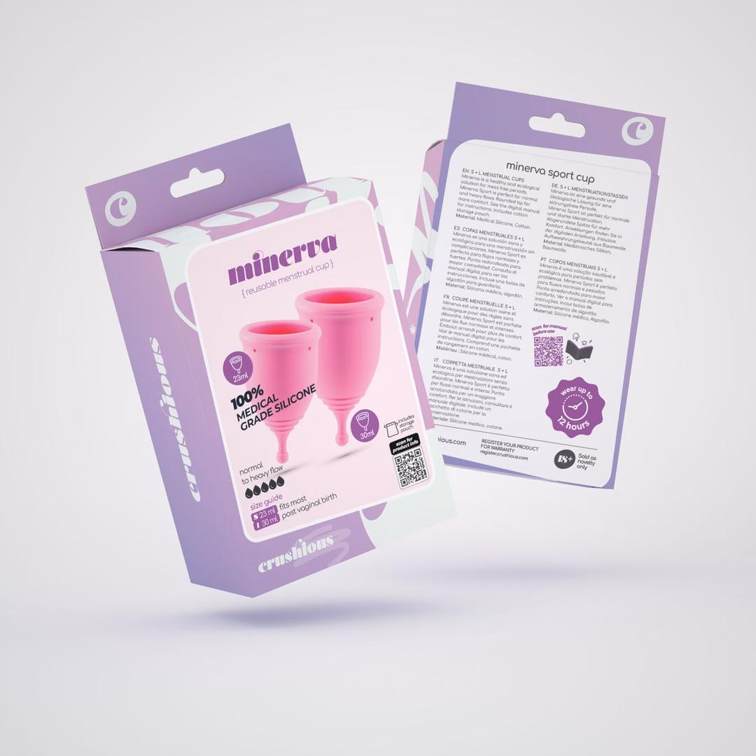 Minerva - Menstrual Cups with Pouch - S and L - Pink - 2
