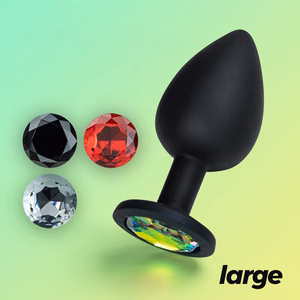 Camileo - Anal Plug with Four Interchangeable Jewels - Large - Black