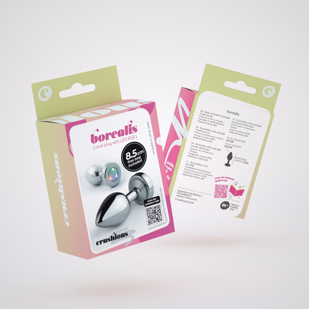 Borealis - Metal Anal Plug with LED RGB - Medium - Silver - 2