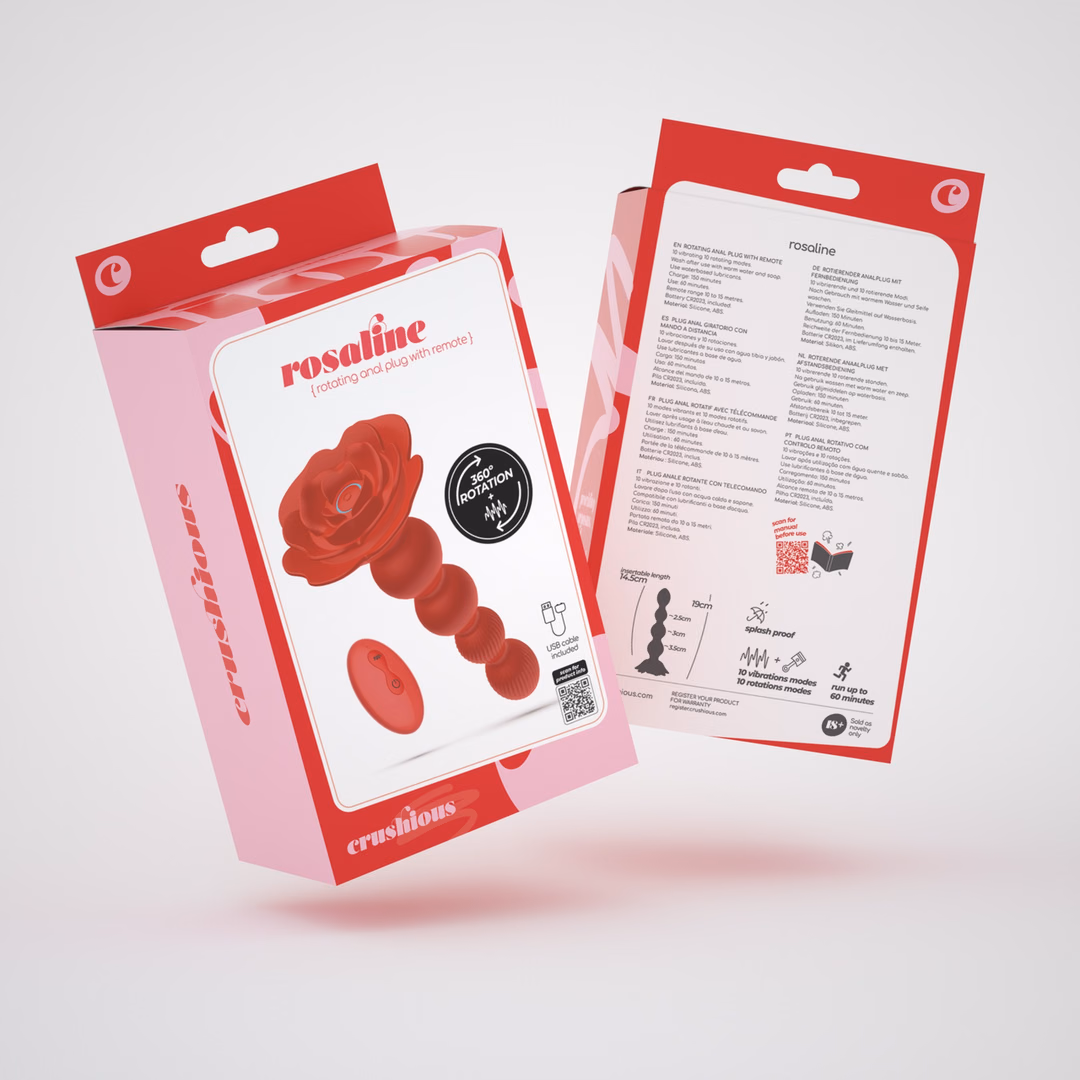 Rosaline - Rotating Anal Rose Plug with Remote Control - Red - 2